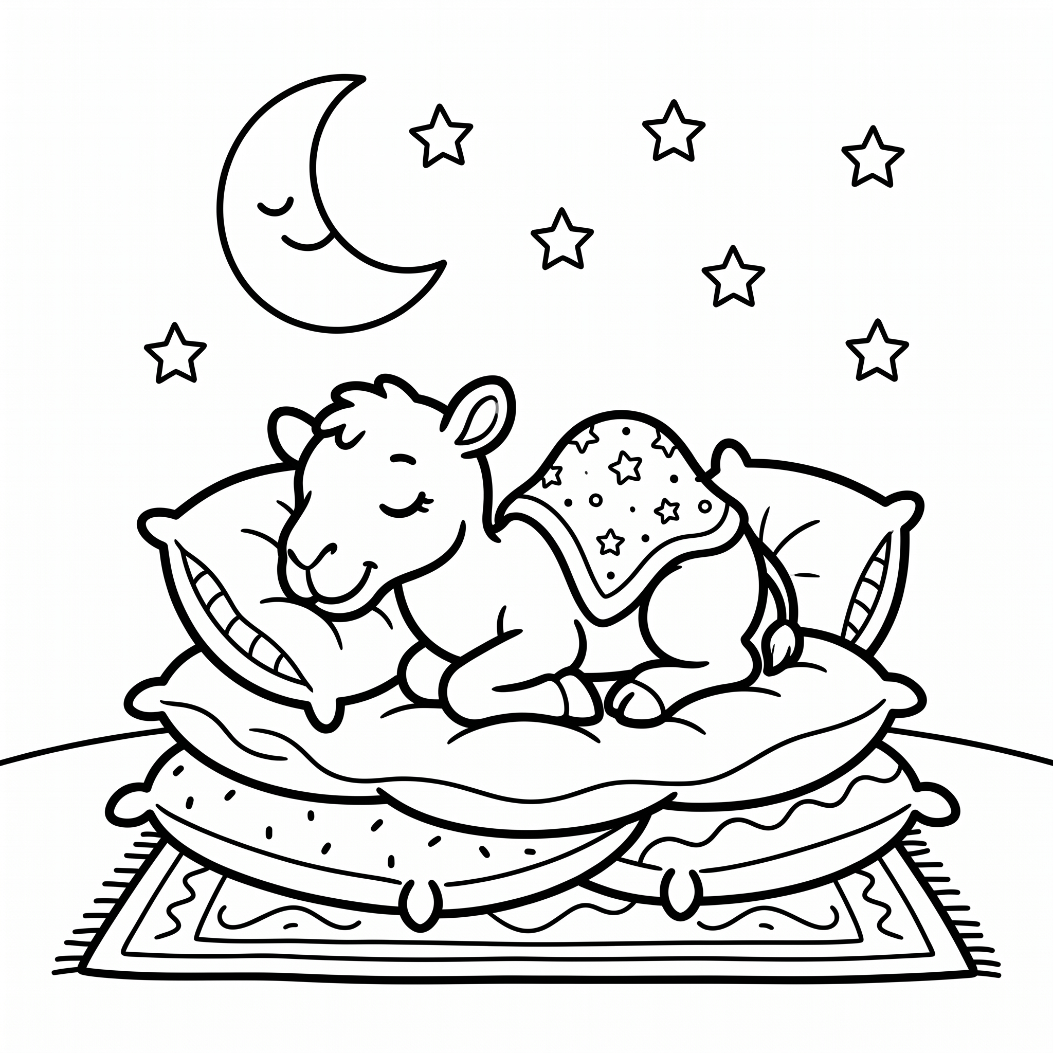 Coloriage Tibou et le Coussin des Étoiles