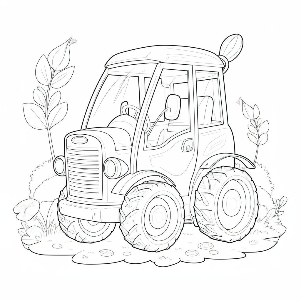 Coloriage Tracto-Danseur et la Plante Géante